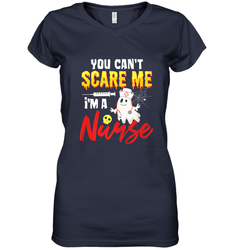 You Can't Scare Me I'm A Nurse Funny Halloween Witch Hat Women's V-Neck T-Shirt