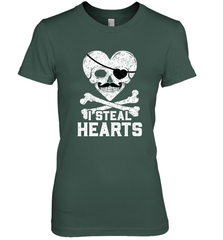I Steal Hearts Valentine's Day Pirate Skull Art Graphics Women's Premium T-Shirt Women's Premium T-Shirt - HHHstores