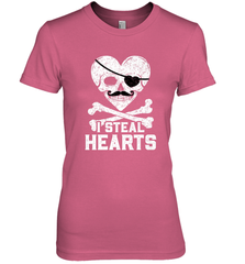 I Steal Hearts Valentine's Day Pirate Skull Art Graphics Women's Premium T-Shirt Women's Premium T-Shirt - HHHstores