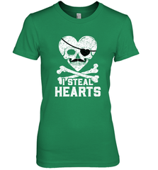I Steal Hearts Valentine's Day Pirate Skull Art Graphics Women's Premium T-Shirt Women's Premium T-Shirt - HHHstores