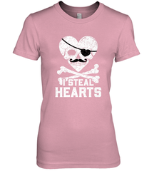 I Steal Hearts Valentine's Day Pirate Skull Art Graphics Women's Premium T-Shirt Women's Premium T-Shirt - HHHstores