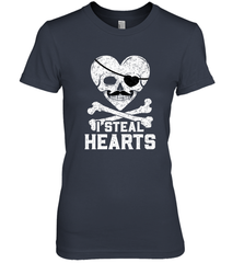 I Steal Hearts Valentine's Day Pirate Skull Art Graphics Women's Premium T-Shirt Women's Premium T-Shirt - HHHstores