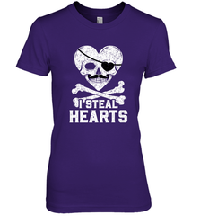 I Steal Hearts Valentine's Day Pirate Skull Art Graphics Women's Premium T-Shirt Women's Premium T-Shirt - HHHstores