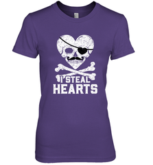 I Steal Hearts Valentine's Day Pirate Skull Art Graphics Women's Premium T-Shirt Women's Premium T-Shirt - HHHstores