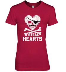 I Steal Hearts Valentine's Day Pirate Skull Art Graphics Women's Premium T-Shirt Women's Premium T-Shirt - HHHstores