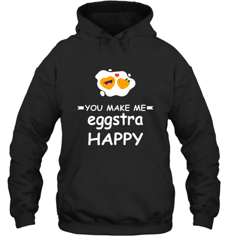 You Make Me Eggstra happy,Funny Valentine His and Her Couple Hooded Sweatshirt Hooded Sweatshirt / Black / S Hooded Sweatshirt - HHHstores