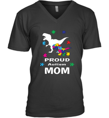 Proud Autism Mom T Rex Dinosaur Autism Awareness Men's V-Neck Men's V-Neck - HHHstores