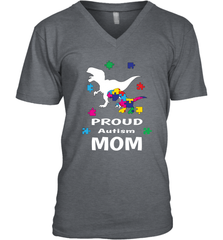 Proud Autism Mom T Rex Dinosaur Autism Awareness Men's V-Neck Men's V-Neck - HHHstores