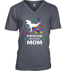 Proud Autism Mom T Rex Dinosaur Autism Awareness Men's V-Neck Men's V-Neck - HHHstores