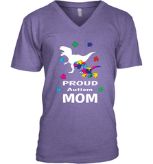 Proud Autism Mom T Rex Dinosaur Autism Awareness Men's V-Neck Men's V-Neck - HHHstores