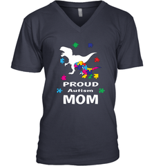 Proud Autism Mom T Rex Dinosaur Autism Awareness Men's V-Neck Men's V-Neck - HHHstores