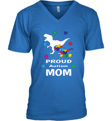Proud Autism Mom T Rex Dinosaur Autism Awareness Men's V-Neck Men's V-Neck - HHHstores