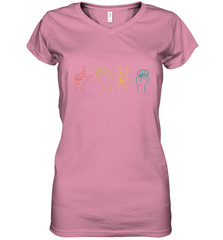 Love ASL Sign language Alphabet Valentines Day Gift idea Women's V-Neck T-Shirt Women's V-Neck T-Shirt - HHHstores