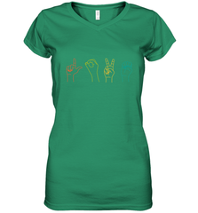 Love ASL Sign language Alphabet Valentines Day Gift idea Women's V-Neck T-Shirt Women's V-Neck T-Shirt - HHHstores