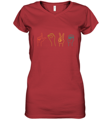 Love ASL Sign language Alphabet Valentines Day Gift idea Women's V-Neck T-Shirt Women's V-Neck T-Shirt - HHHstores