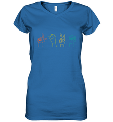 Love ASL Sign language Alphabet Valentines Day Gift idea Women's V-Neck T-Shirt Women's V-Neck T-Shirt - HHHstores