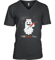 I will Poke You Halloween Funny Nurse Smiling Ghost Gift Men's V-Neck
