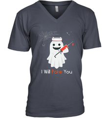 I will Poke You Halloween Funny Nurse Smiling Ghost Gift Men's V-Neck Men's V-Neck - HHHstores