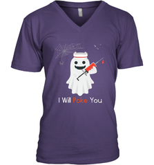 I will Poke You Halloween Funny Nurse Smiling Ghost Gift Men's V-Neck Men's V-Neck - HHHstores