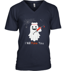 I will Poke You Halloween Funny Nurse Smiling Ghost Gift Men's V-Neck Men's V-Neck - HHHstores