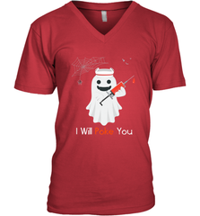 I will Poke You Halloween Funny Nurse Smiling Ghost Gift Men's V-Neck Men's V-Neck - HHHstores