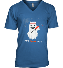 I will Poke You Halloween Funny Nurse Smiling Ghost Gift Men's V-Neck Men's V-Neck - HHHstores