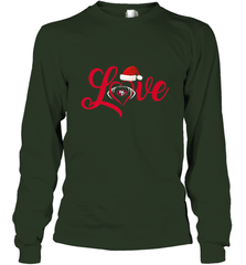 NFL San Francisco 49ers Logo Christmas Santa Hat Love Heart Football Team Long Sleeve T-Shirt Long Sleeve T-Shirt - HHHstores