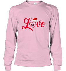 NFL San Francisco 49ers Logo Christmas Santa Hat Love Heart Football Team Long Sleeve T-Shirt Long Sleeve T-Shirt - HHHstores