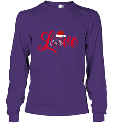 NFL San Francisco 49ers Logo Christmas Santa Hat Love Heart Football Team Long Sleeve T-Shirt Long Sleeve T-Shirt - HHHstores