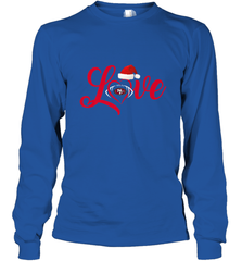 NFL San Francisco 49ers Logo Christmas Santa Hat Love Heart Football Team Long Sleeve T-Shirt Long Sleeve T-Shirt - HHHstores