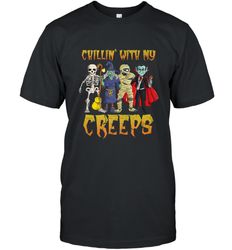 Chillin With My Creeps Vampire Halloween Skeleton Witch Men's T-Shirt