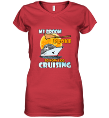 My broom broke so now i go cruising halloween witch Women's V-Neck T-Shirt Women's V-Neck T-Shirt - HHHstores