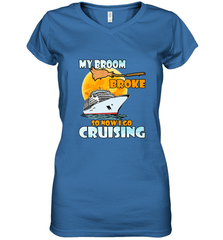 My broom broke so now i go cruising halloween witch Women's V-Neck T-Shirt Women's V-Neck T-Shirt - HHHstores