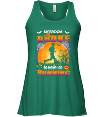 My Broom Broke So Now I Go Running T Shirt Funny Halloween Women's Racerback Tank Women's Racerback Tank - HHHstores