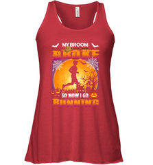 My Broom Broke So Now I Go Running T Shirt Funny Halloween Women's Racerback Tank Women's Racerback Tank - HHHstores