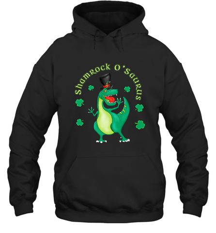 T Rex Dinosaur St. Patrick's Day Irish Funny Hooded Sweatshirt Hooded Sweatshirt / Black / S Hooded Sweatshirt - HHHstores