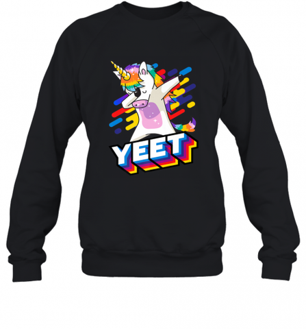Colorful Dabbing Dancing Unicorn Celebration Yeet Crewneck Sweatshirt Crewneck Sweatshirt / Black / S Crewneck Sweatshirt - HHHstores