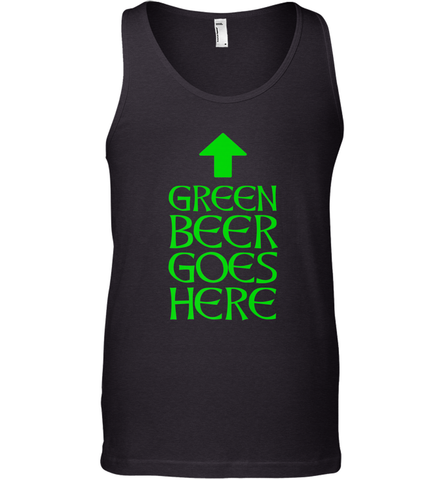 Green Beer Goes Here Funny St. Patrick's Day Men's Tank Top Men's Tank Top / Black / XS Men's Tank Top - HHHstores