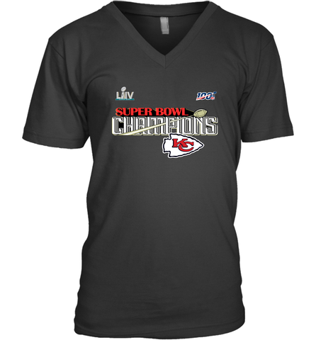 Youth Kansas City Chiefs NFL Pro Line by Fanatics Super Bowl LIV Champions Trophy Men's V-Neck Men's V-Neck / Black / S Men's V-Neck - HHHstores