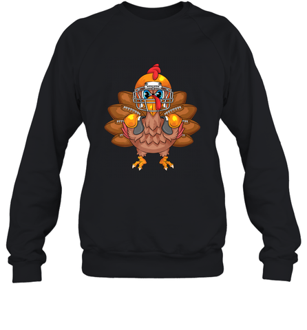 Cool Turkey Football Feathers Funny Thanksgiving Sports Gift Crewneck Sweatshirt Crewneck Sweatshirt / Black / S Crewneck Sweatshirt - HHHstores