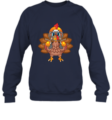 Cool Turkey Football Feathers Funny Thanksgiving Sports Gift Crewneck Sweatshirt Crewneck Sweatshirt - HHHstores