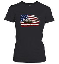 UH 1 UH1 Huey Helicopter T shirt American Flag usa Women's T-Shirt