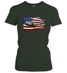 UH 1 UH1 Huey Helicopter T shirt American Flag usa Women's T-Shirt Women's T-Shirt - HHHstores