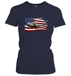 UH 1 UH1 Huey Helicopter T shirt American Flag usa Women's T-Shirt