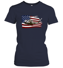 UH 1 UH1 Huey Helicopter T shirt American Flag usa Women's T-Shirt Women's T-Shirt - HHHstores