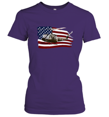 UH 1 UH1 Huey Helicopter T shirt American Flag usa Women's T-Shirt Women's T-Shirt - HHHstores