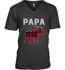 Papa Moose Red Plaid Christmas Pajama Men's V-Neck