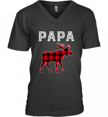 Papa Moose Red Plaid Christmas Pajama Men's V-Neck Men's V-Neck - HHHstores