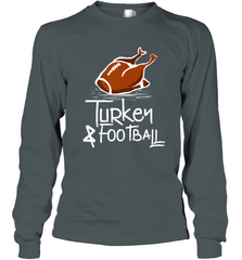 Turkey And Football Thanksgiving Day Football Fan Holiday Gift Long Sleeve T-Shirt Long Sleeve T-Shirt - HHHstores
