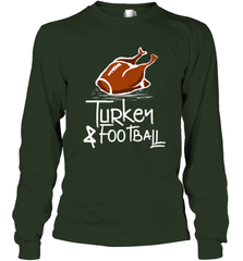 Turkey And Football Thanksgiving Day Football Fan Holiday Gift Long Sleeve T-Shirt Long Sleeve T-Shirt - HHHstores